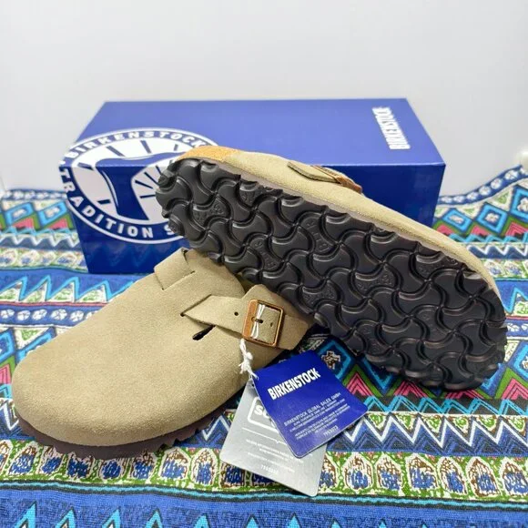 🌟POSH FRESH🌟 Women's Taupe Suede Birkenstock Boston Shoes - Narrow Fit - Picture 3 of 5